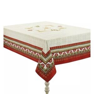 Festive Red and Green Tablecloth